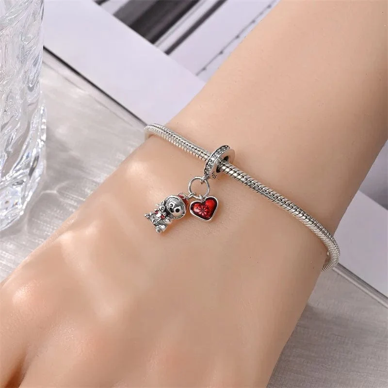 Snowman with Red Heart Charm