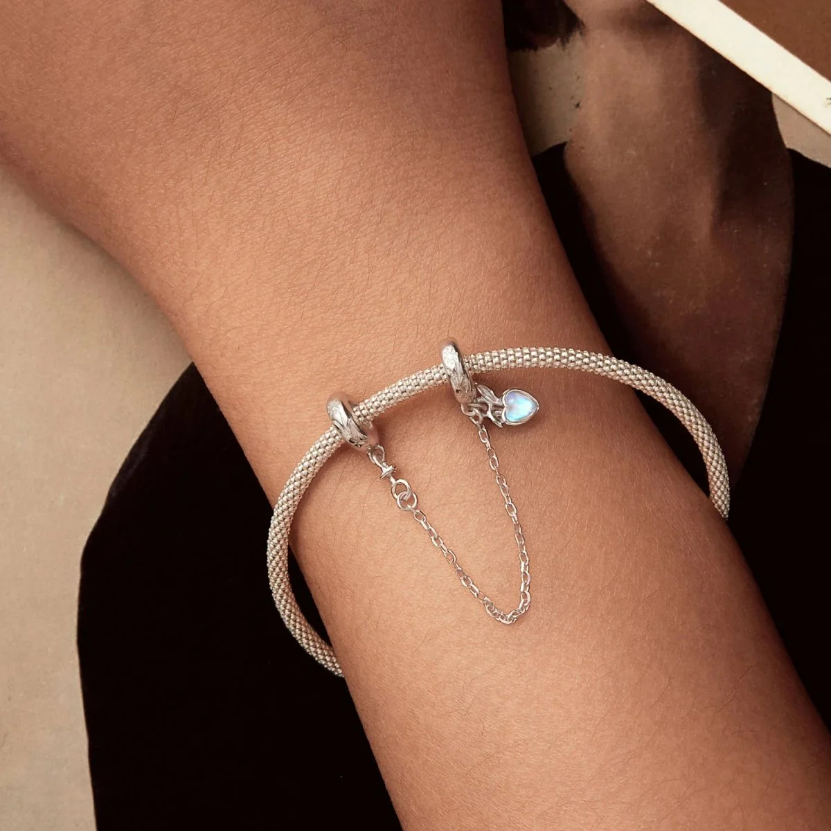 Bunny & Heart Dangle Safety Chain Charm