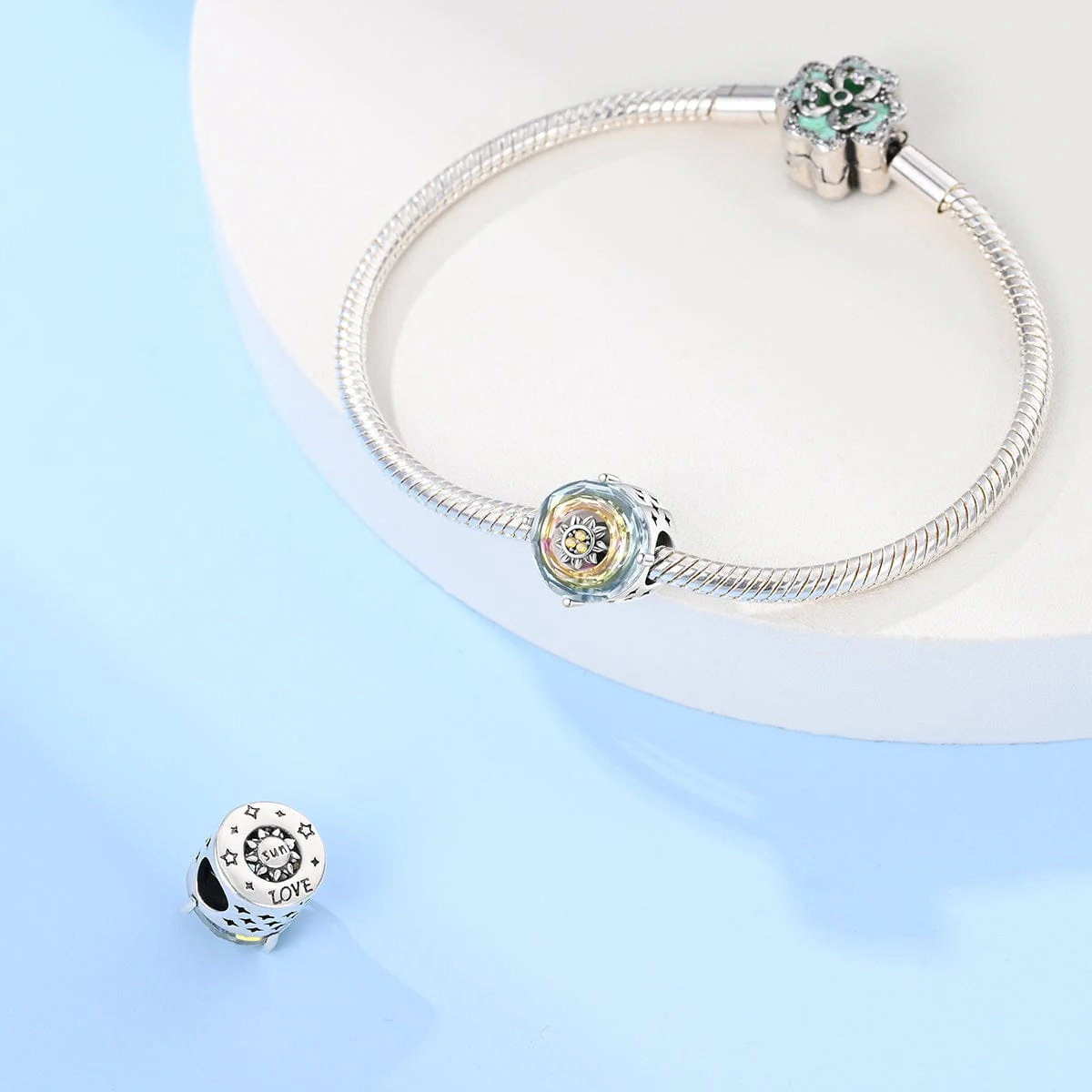 Iridescent Sunflower Crystal Charm