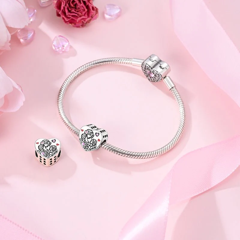 Mother & Daughter Love Heart Charm