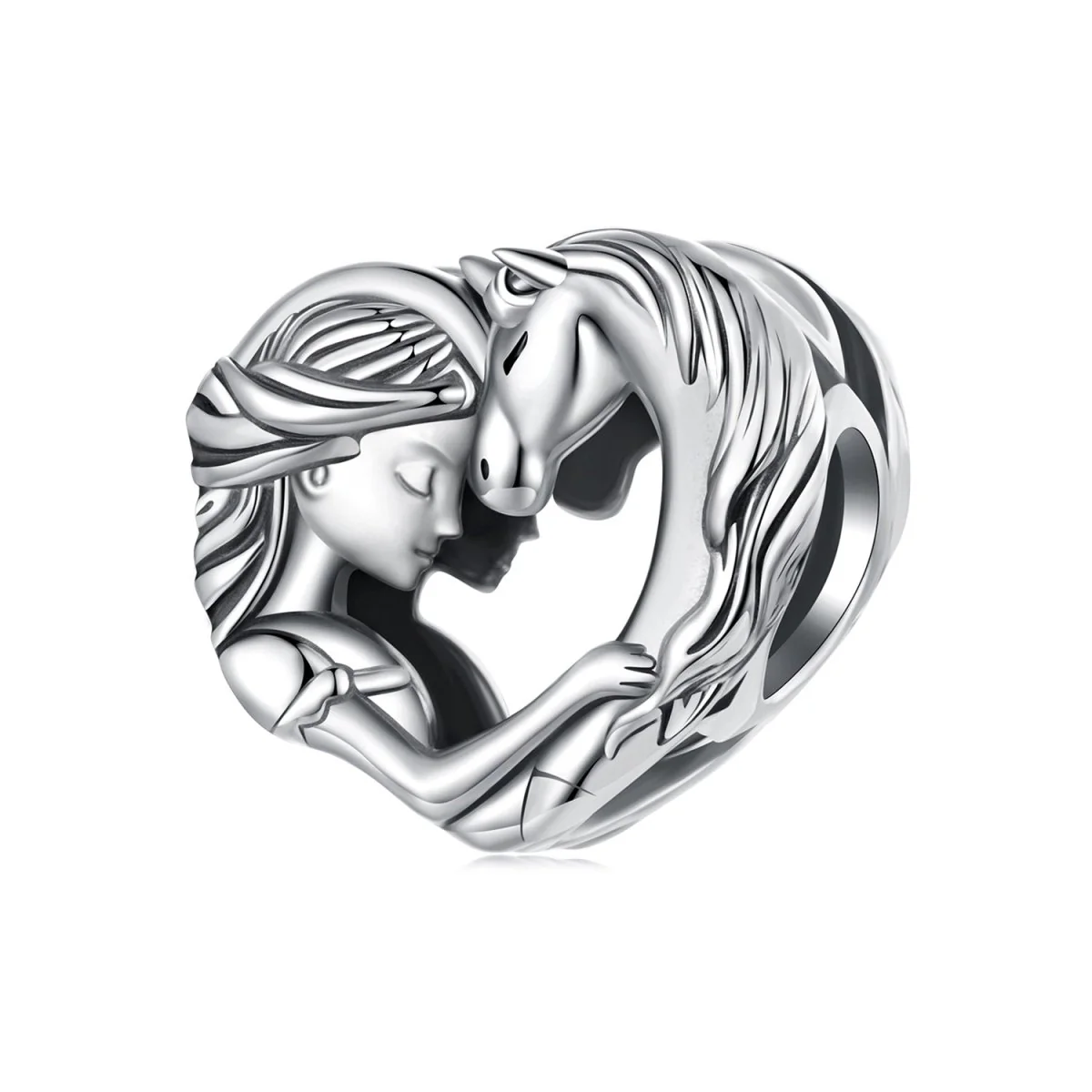 Girl & Horse Heart-Shaped Charm