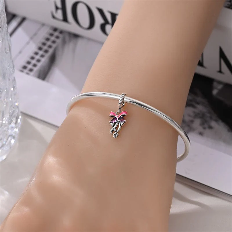 Graceful Ribbon Butterfly Dangle Charm