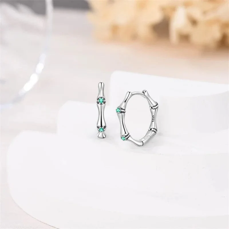 Silver Bamboo Hoop Earrings