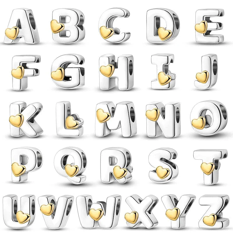 Gold Heart Letter A~Z Alphabet Charm