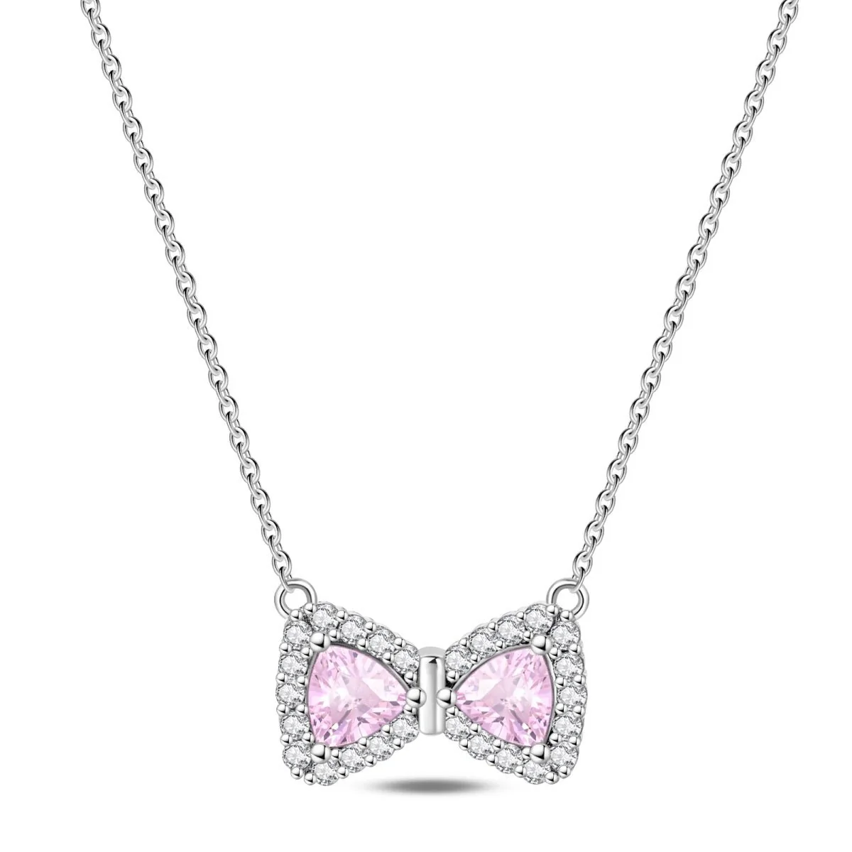 Pink Bow Gemstone Necklace