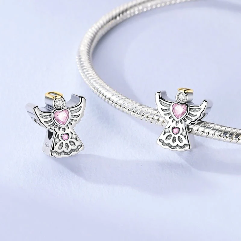 Pink Crystal Angel Charm