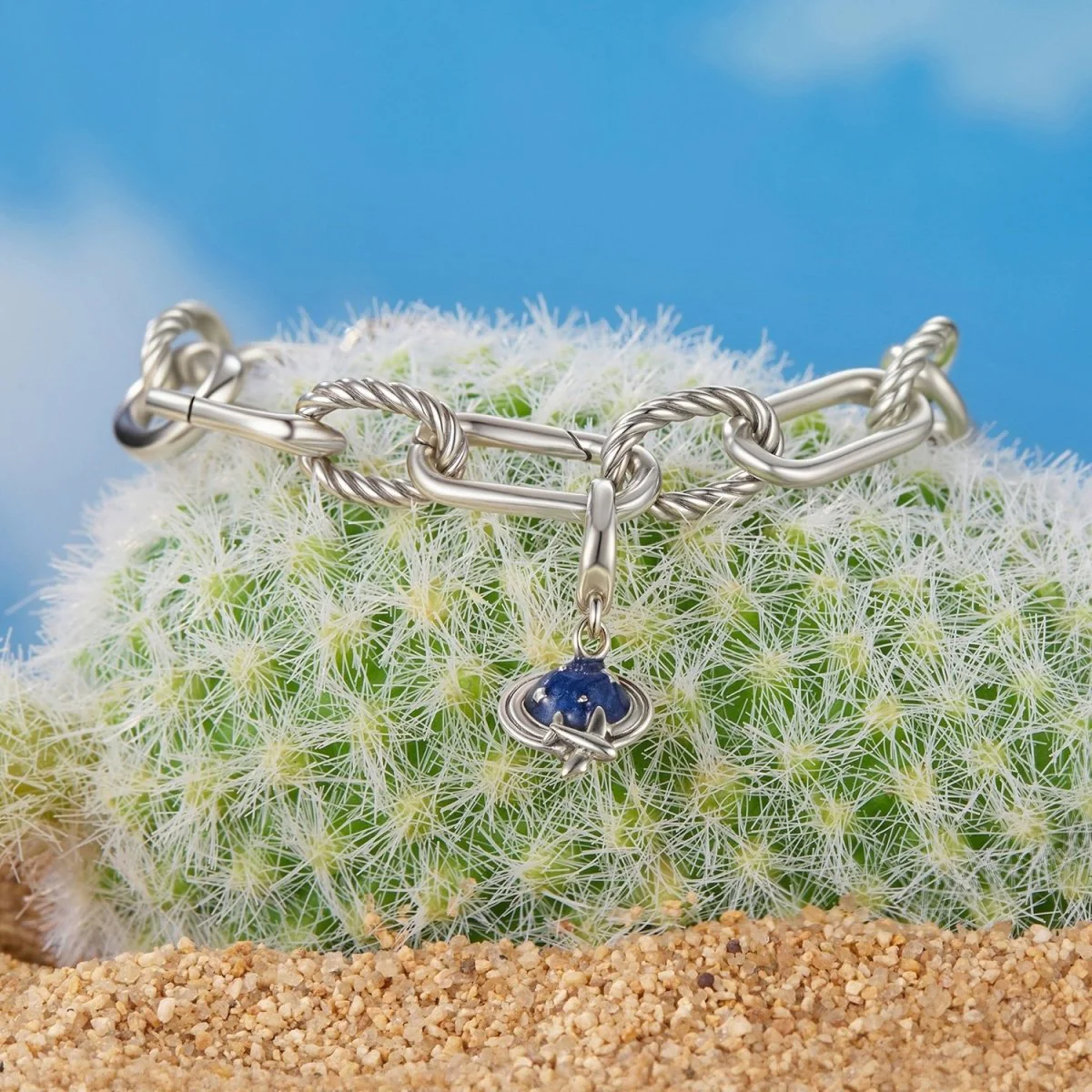 Planet & Airplane Dangle Charm