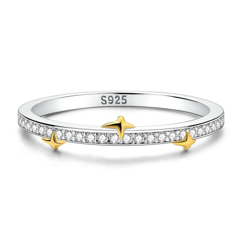 Dainty Star Accent Pavé Band Ring