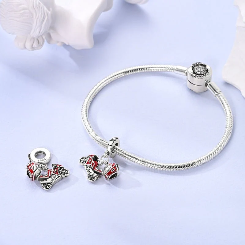 Motorcycle & Helmet Dangle Charm