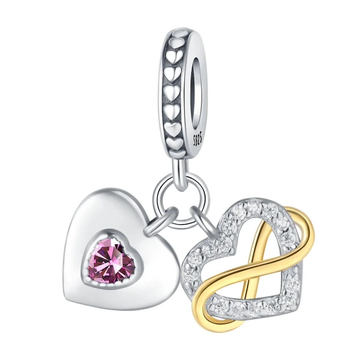 Sparkling Infinity Heart Dangle Charm