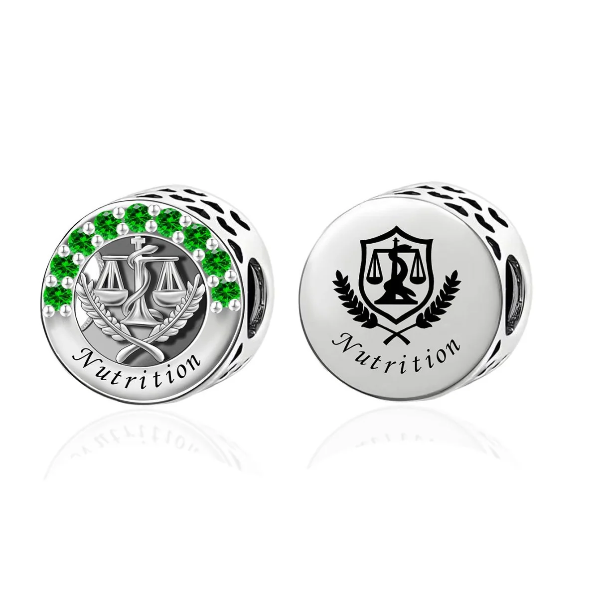 Nutrition Symbol with Green Crystals Charm