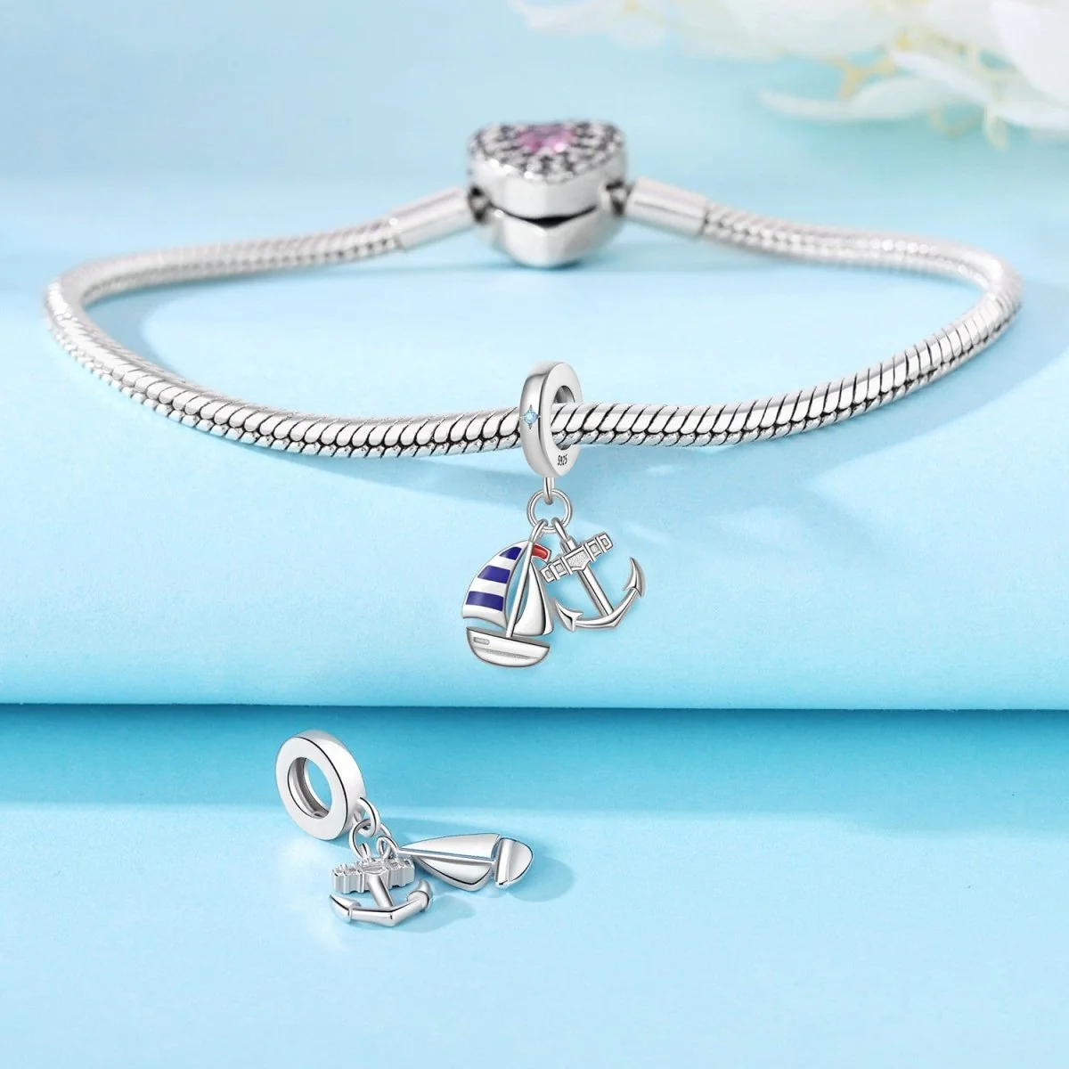 Sailboat & Anchor Dangle Charm