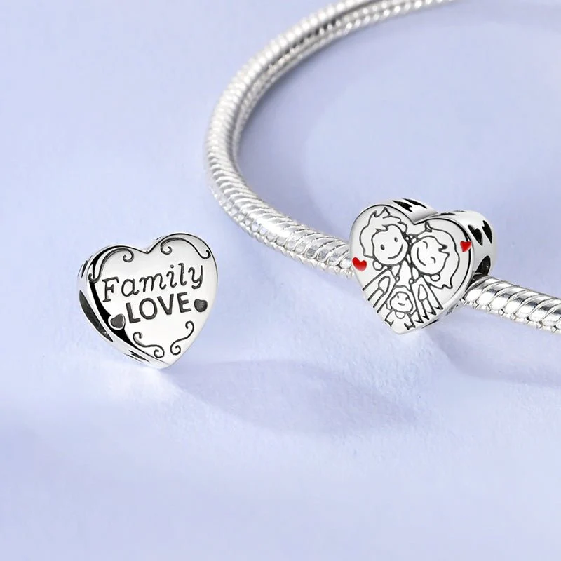 Family Love Heart Charm