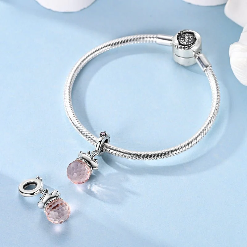 Pink Crystal Perfume Bottle Dangle Charm