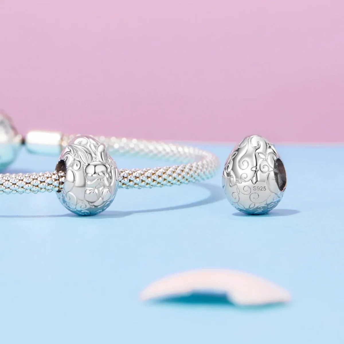 Sleeping Bunny in Floral Egg Charm