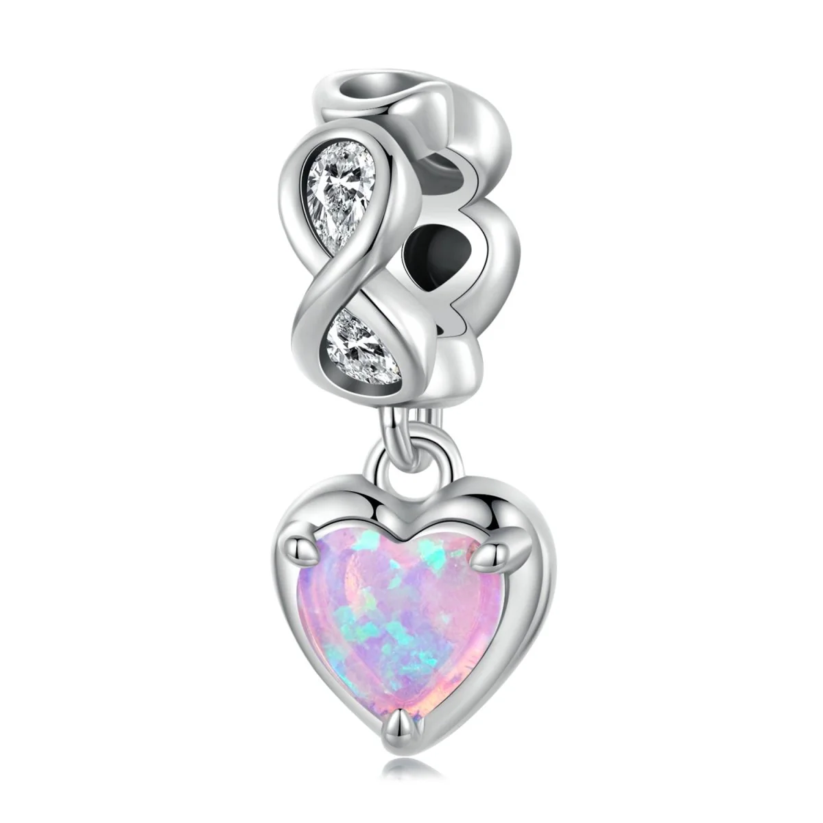 Opal Heart & Infinity Dangle Charm