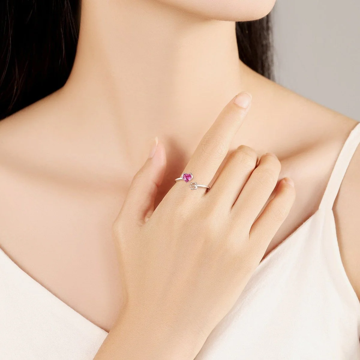 Heart & Trident Sterling Silver Promise Ring