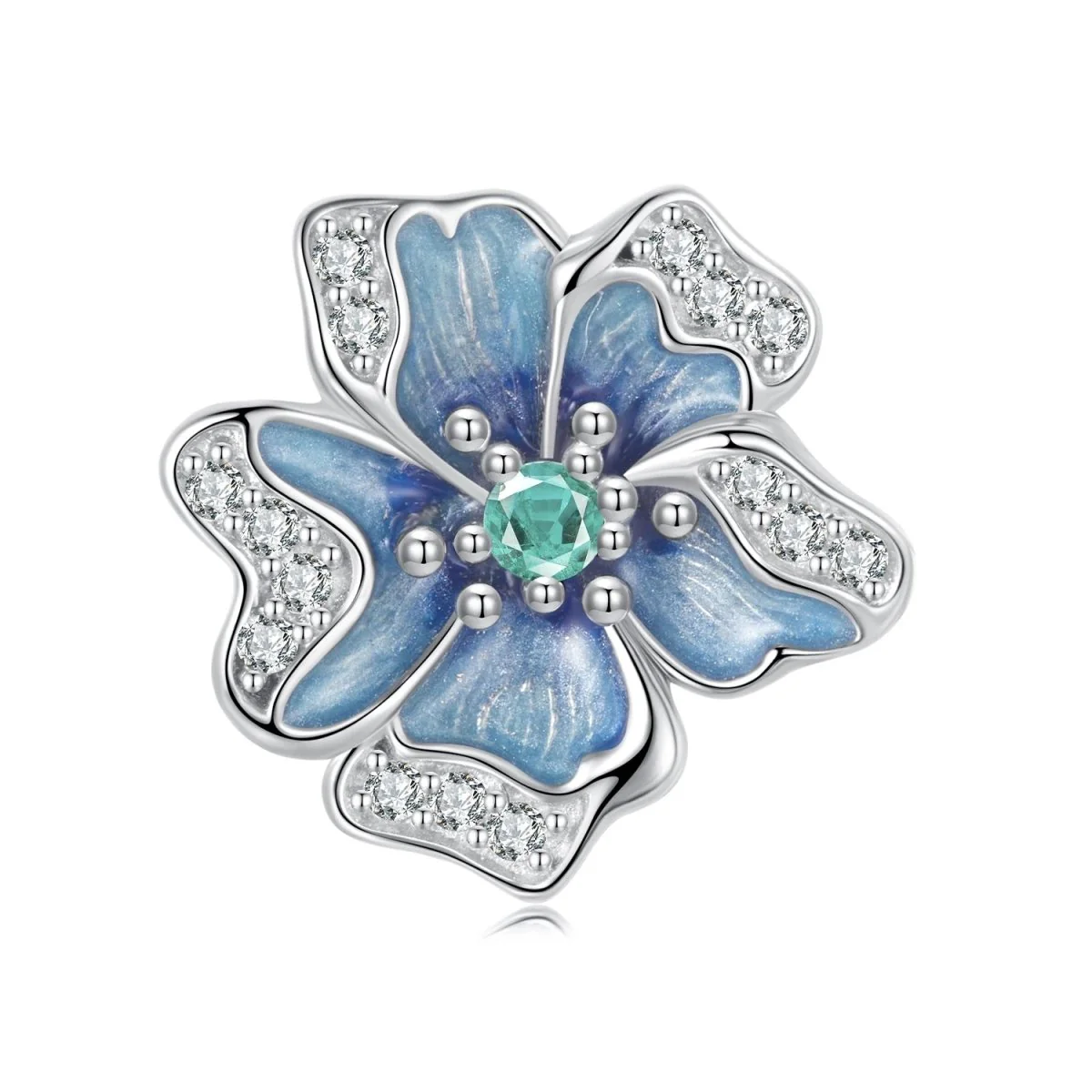 Blue Pansy Flower Charm