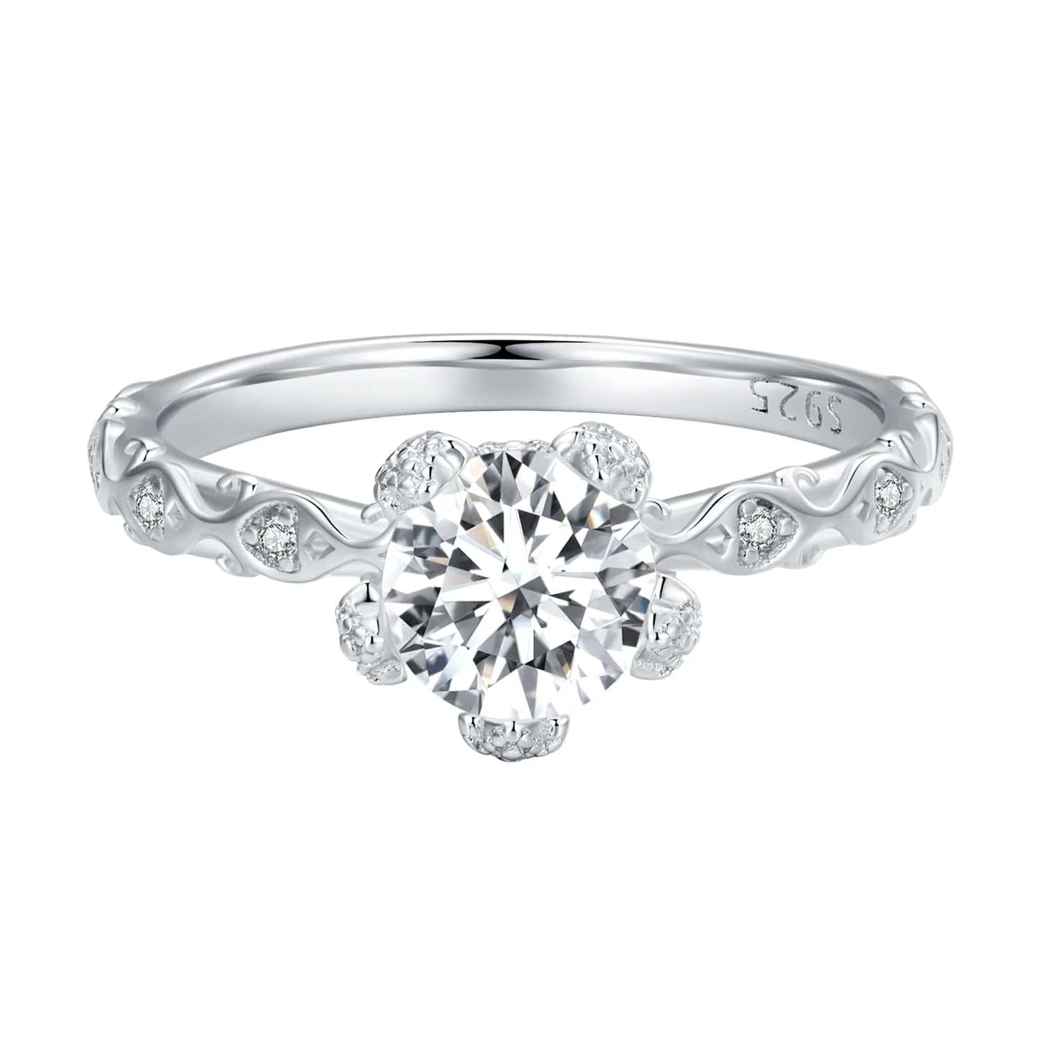 Pangama Floral Moissanite Engagement Ring