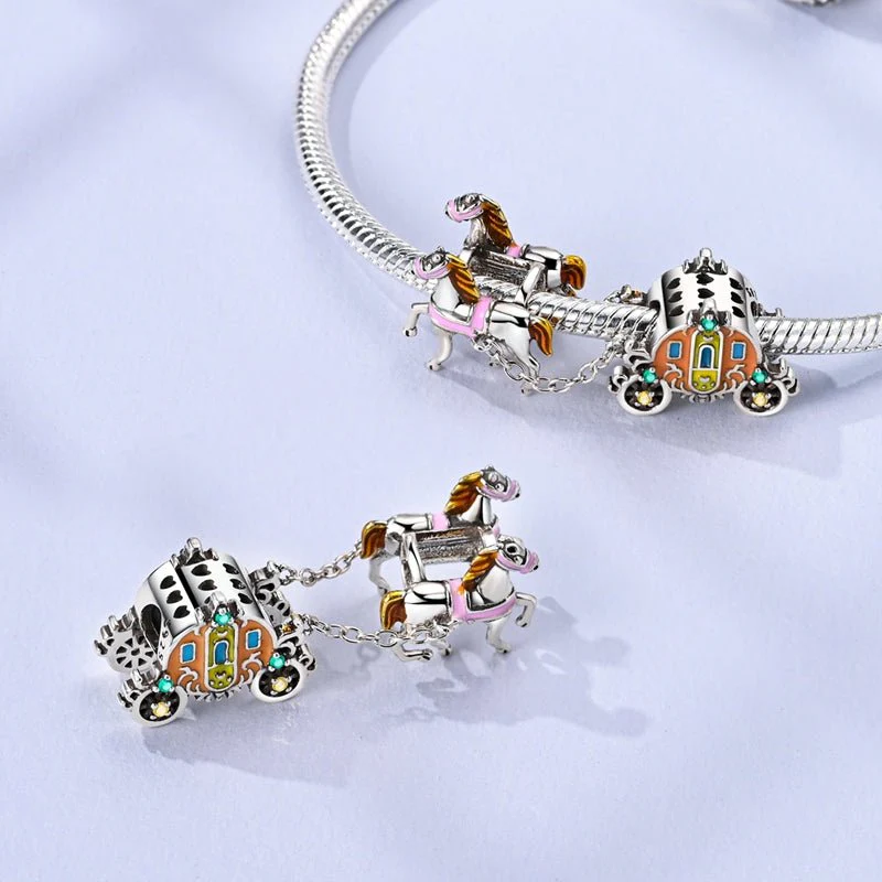 Cinderella Carriage & Horses Dangle Charm