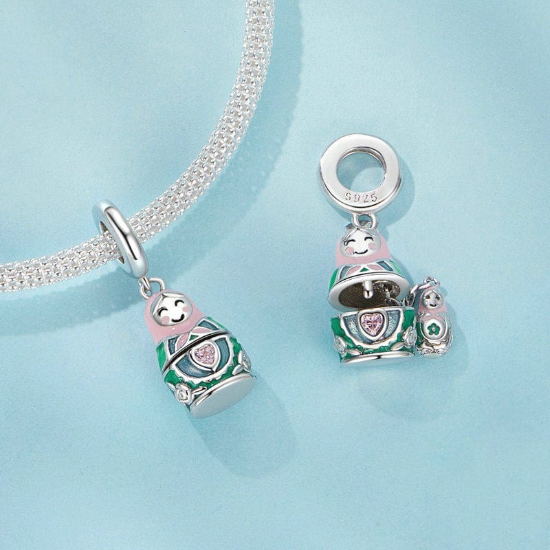 Matryoshka Doll with Opening Design & Crystal Heart Dangle Charm