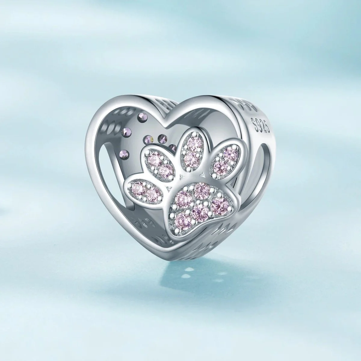Personalized Paw Print Engraved Heart Charm