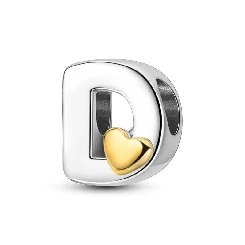Gold Heart Letter A~Z Alphabet Charm
