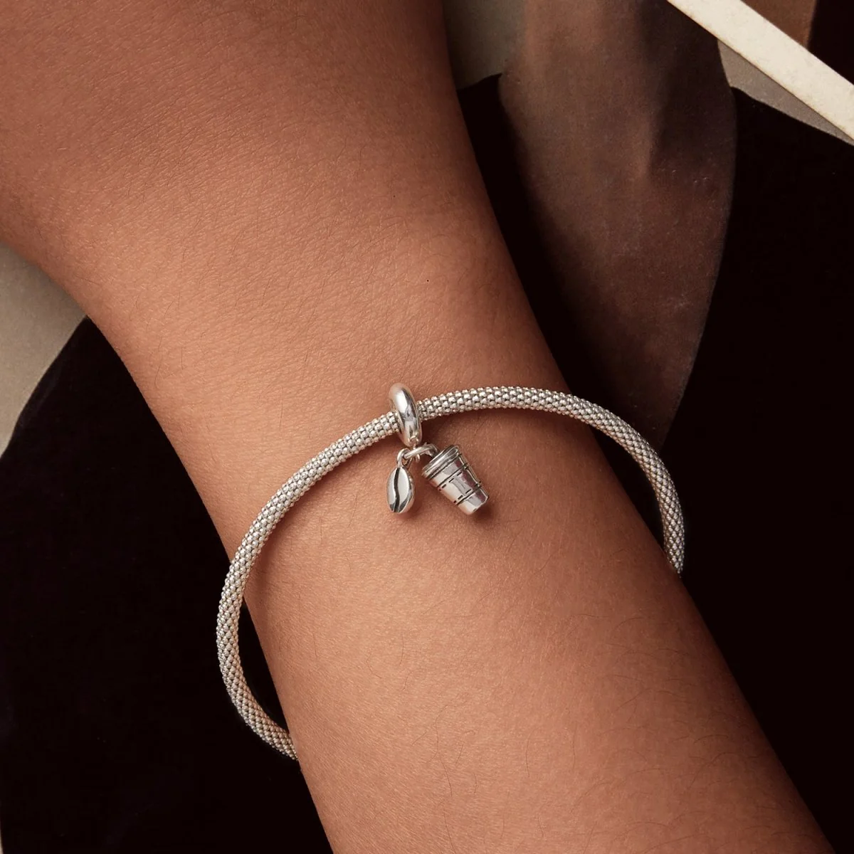 Coffee Cup & Bean Dangle Charm