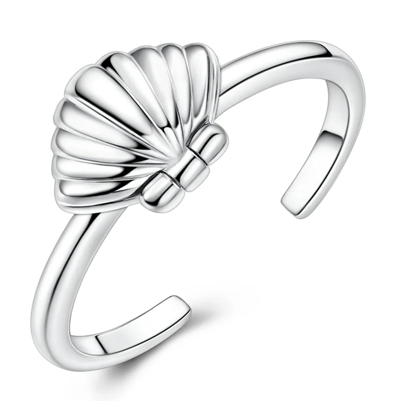 Pink & Blue Seashell Pearl Adjustable Ring