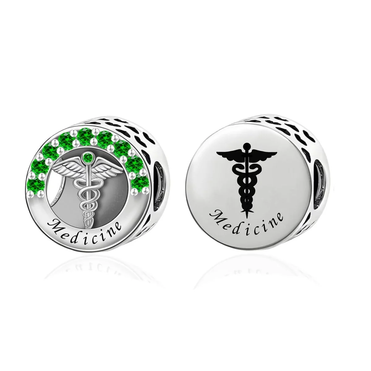 Medicine Symbol with Green Crystal Charm