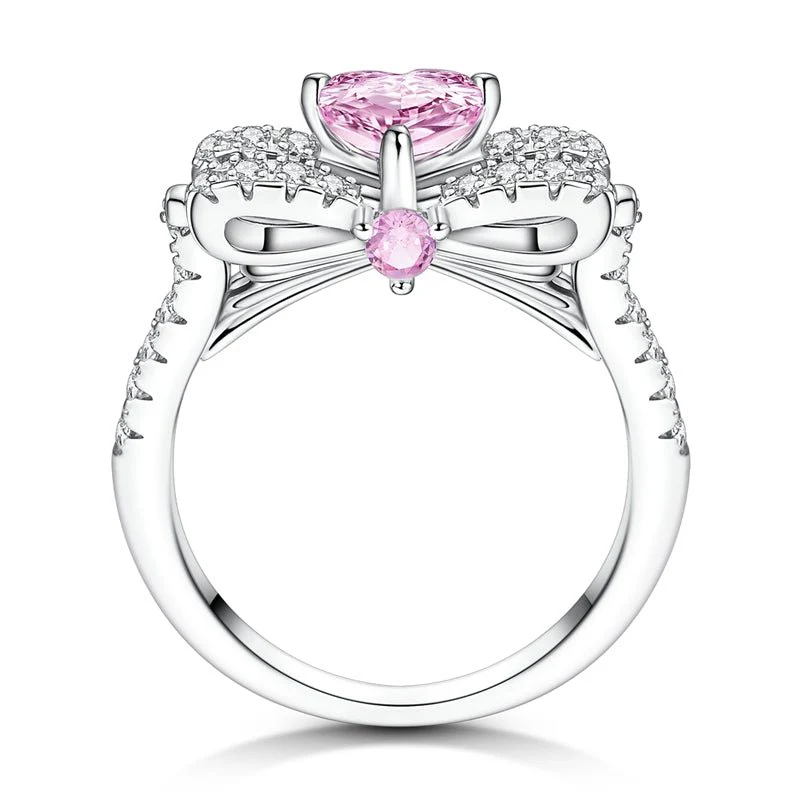 Pink Heart-Shaped Sparkling Stone Ring