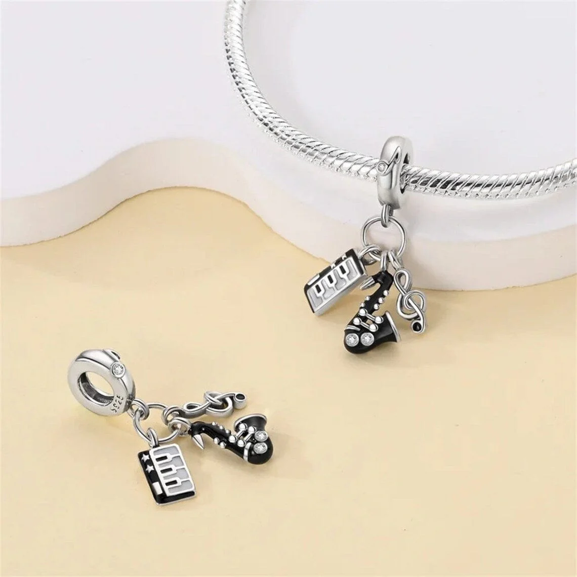 Keyboard, Saxophone & Music Note Charm