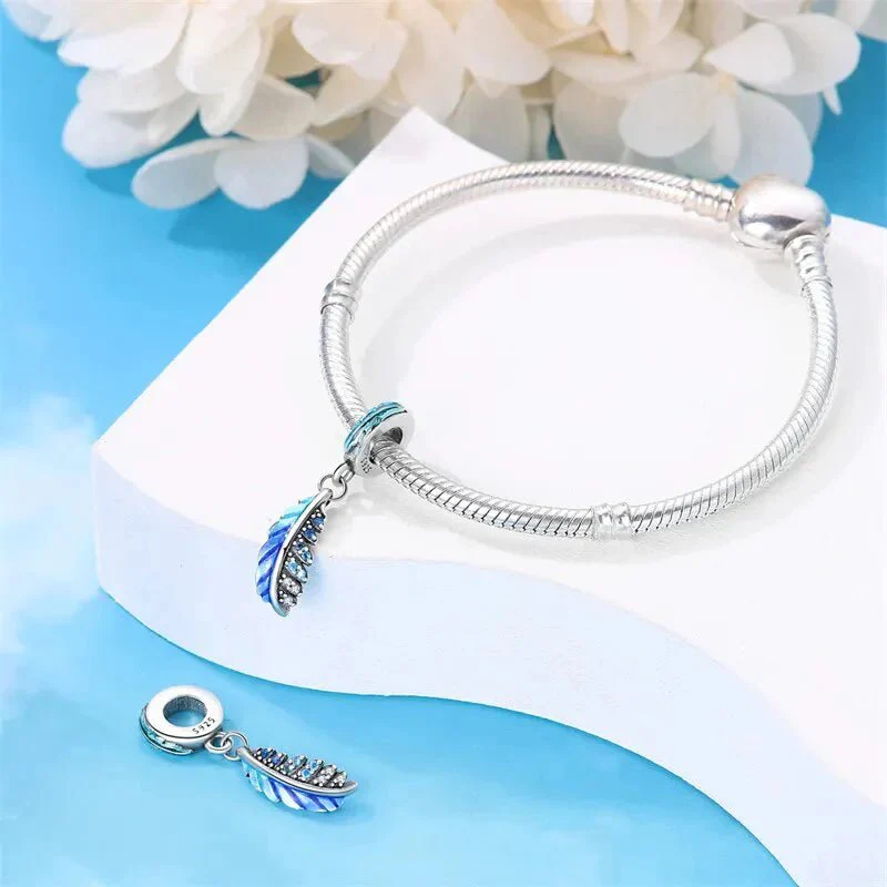 Floating Curved Feather Dangle Charm