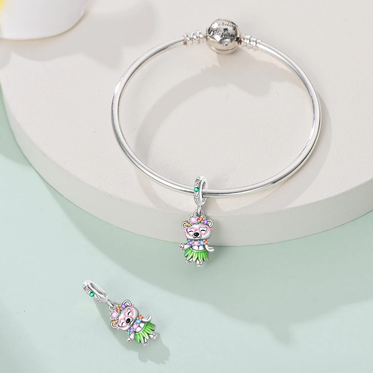 Hula Dancing Bear Dangle Charm