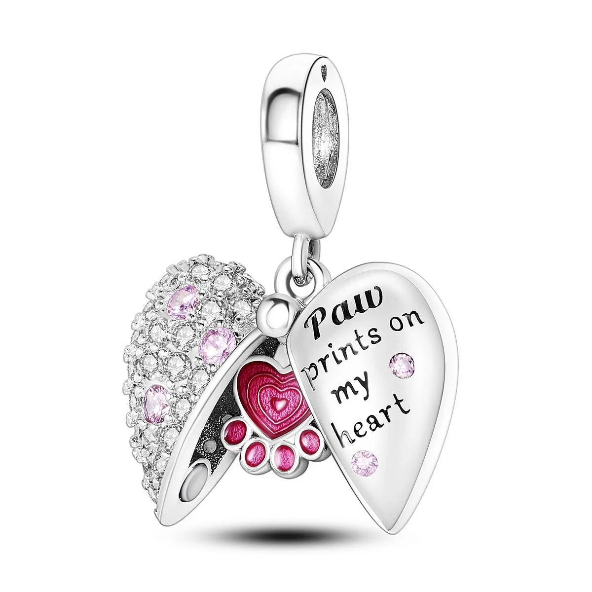 Paw Prints on My Heart Dangle Charm