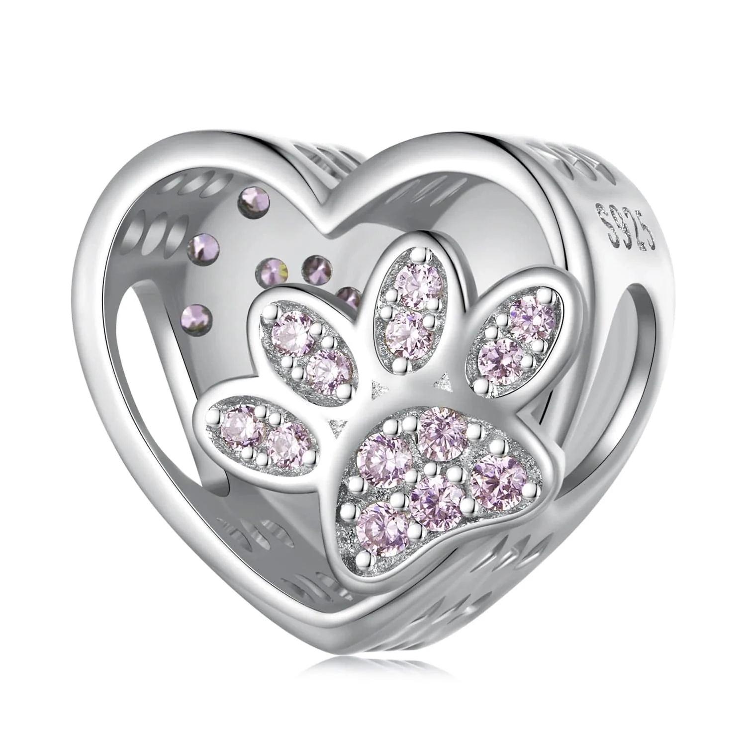 Personalized Paw Print Engraved Heart Charm