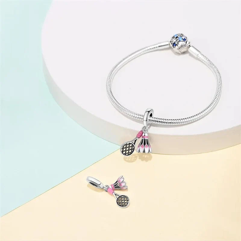 Badminton Racket & Birdie Dangle Charm