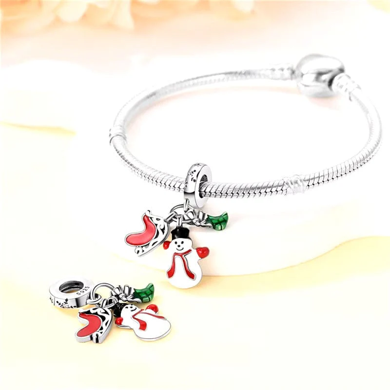 Santa Sleigh, Snowman & Stocking Dangle Charm