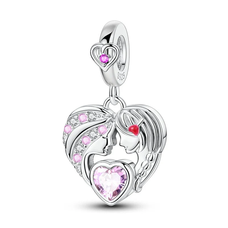 Mother & Daughter Heart Dangle Charm