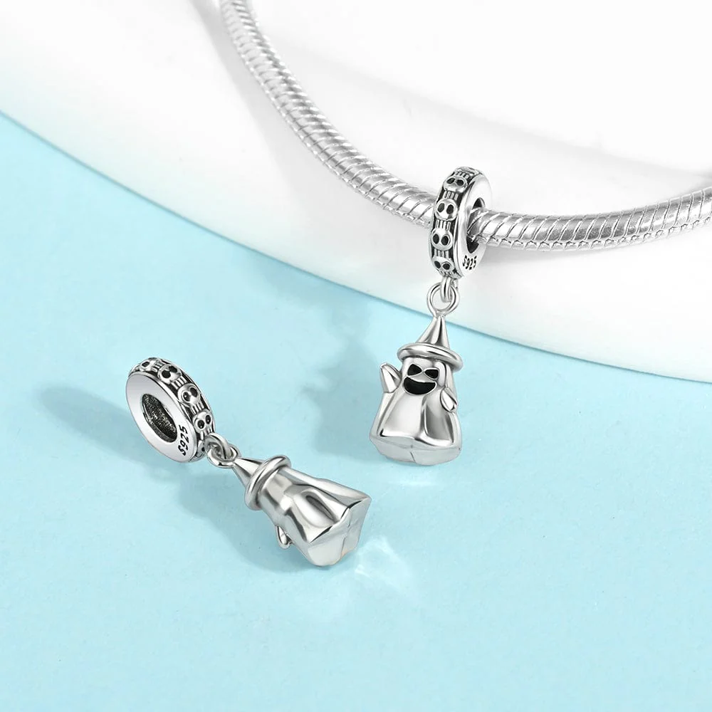 Charming Ghost with Witch Hat Halloween Charm