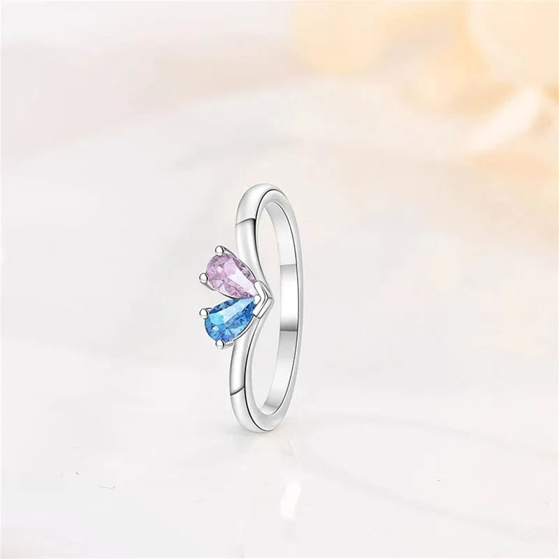 Dual Teardrop Gemstone Ring