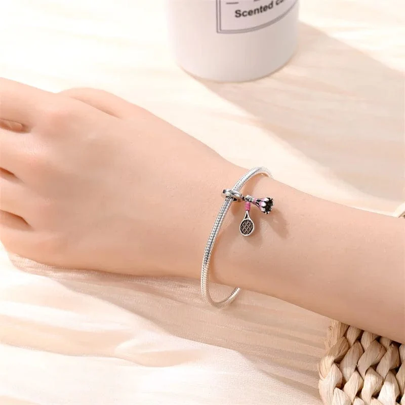 Badminton Racket & Birdie Dangle Charm