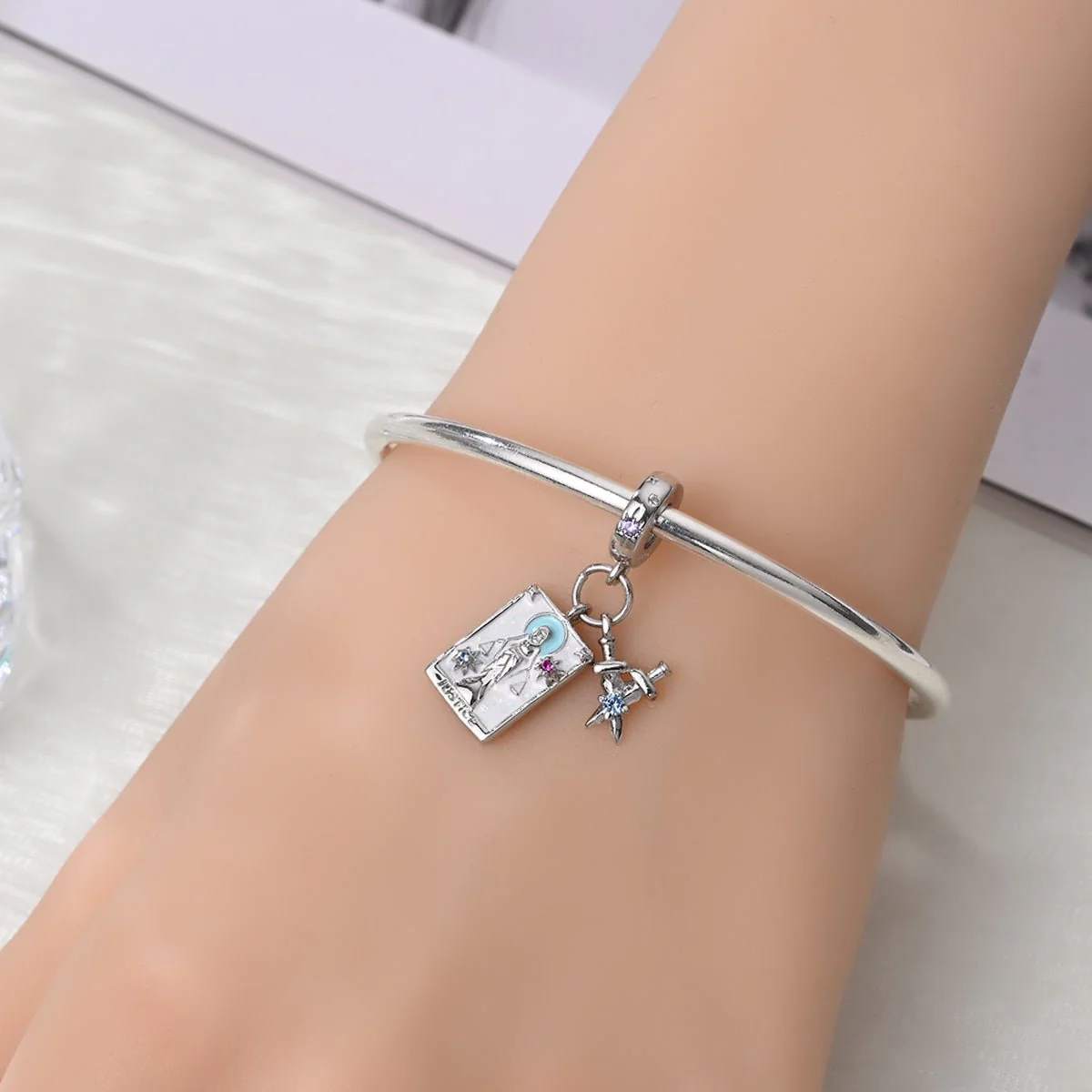 Justice Tarot Card & Sword Dangle Charm