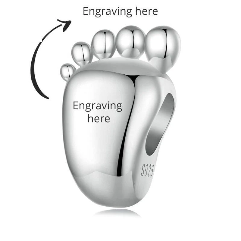 Personalized Baby Footprint Engraved Charm