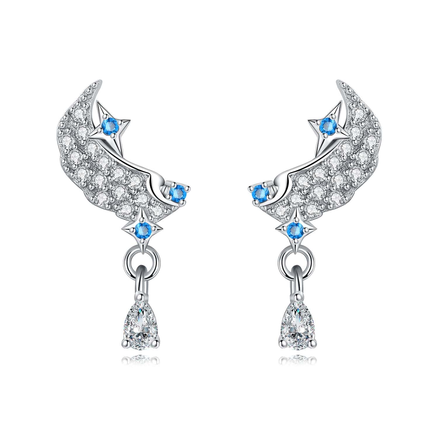 Starlit Crescent Drop Earrings