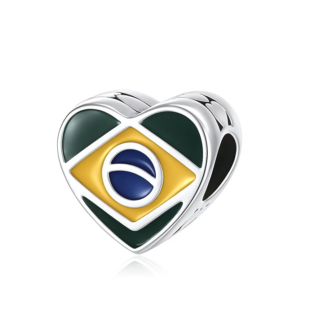 Brazil Flag Heart Charm