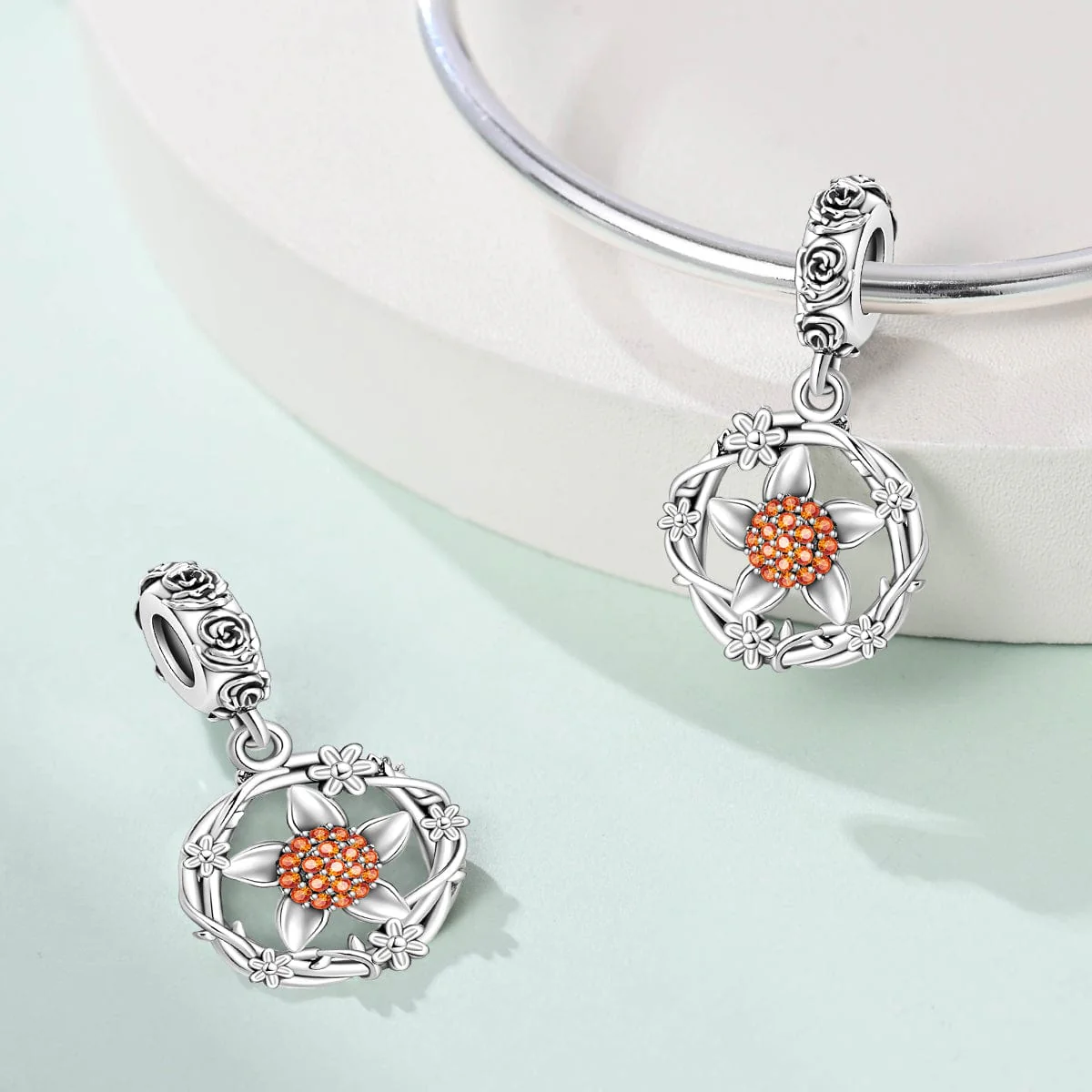 Floral Blossom Wreath Dangle Charm