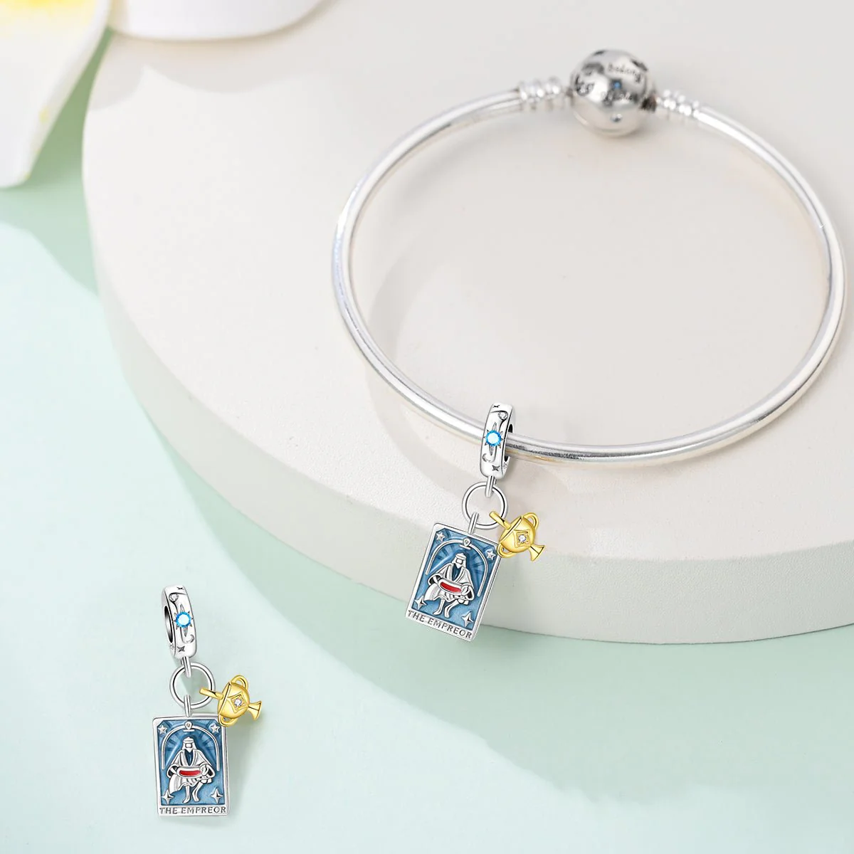 Emperor Tarot Card & Chalice Dangle Charm