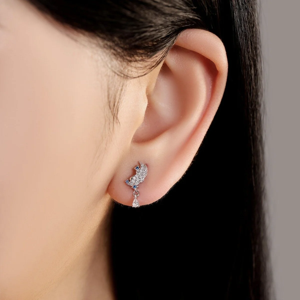 Starlit Crescent Drop Earrings