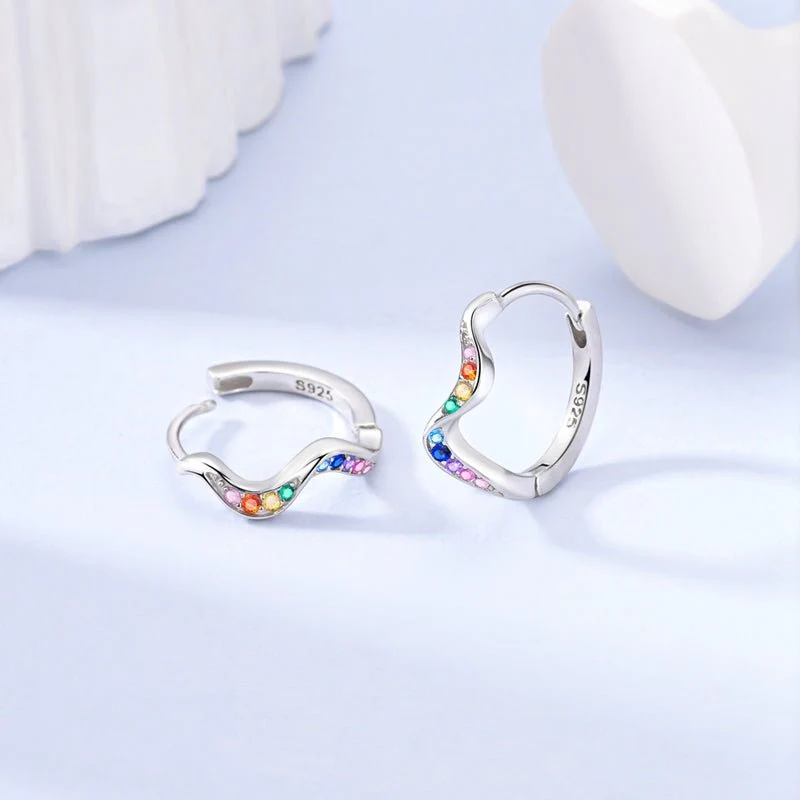 Rainbow Wave Hoop Earrings